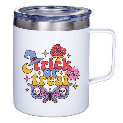 Cute Trick Or Treat Moon Night Butterfly Halloween 12oz Stainless Steel Coffee Mug