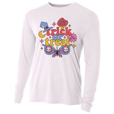 Cute Trick Or Treat Moon Night Butterfly Halloween Cooling Performance Long Sleeve Crew