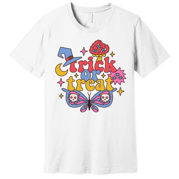 Cute Trick Or Treat Moon Night Butterfly Halloween Premium T-Shirt