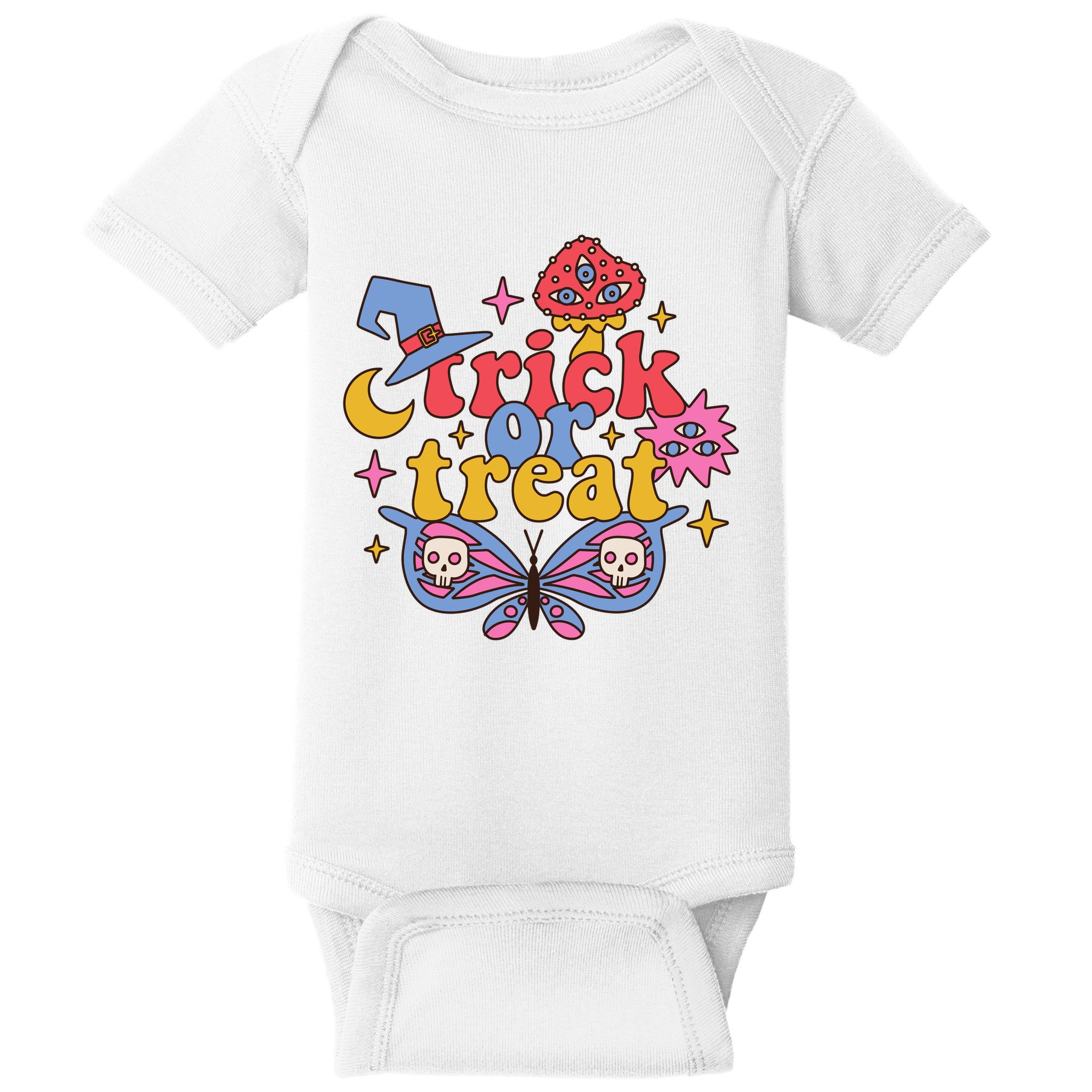 Cute Trick Or Treat Moon Night Butterfly Halloween Baby Bodysuit