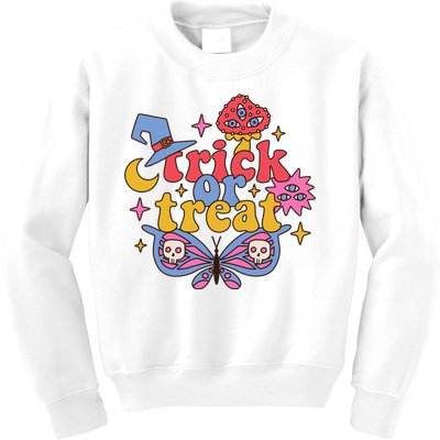 Cute Trick Or Treat Moon Night Butterfly Halloween Kids Sweatshirt