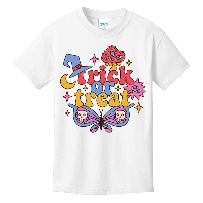 Cute Trick Or Treat Moon Night Butterfly Halloween Kids T-Shirt