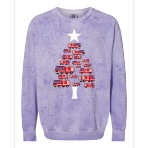 Christmas Tree Out Of Fire Trucks Christmas Boy Kids Colorblast Crewneck Sweatshirt