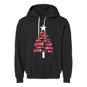 Christmas Tree Out Of Fire Trucks Christmas Boy Kids Garment-Dyed Fleece Hoodie