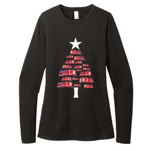 Christmas Tree Out Of Fire Trucks Christmas Boy Kids Womens CVC Long Sleeve Shirt