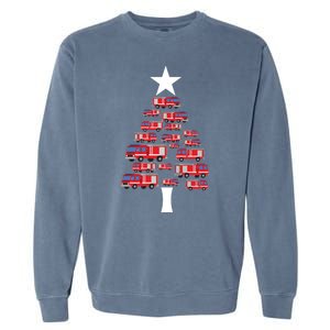 Christmas Tree Out Of Fire Trucks Christmas Boy Kids Garment-Dyed Sweatshirt