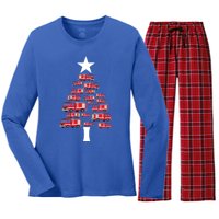 Christmas Tree Out Of Fire Trucks Christmas Boy Kids Women's Long Sleeve Flannel Pajama Set 