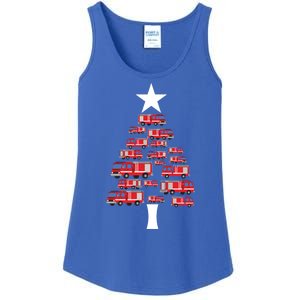 Christmas Tree Out Of Fire Trucks Christmas Boy Kids Ladies Essential Tank