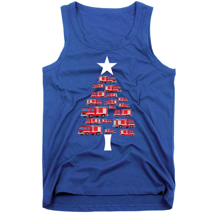 Christmas Tree Out Of Fire Trucks Christmas Boy Kids Tank Top