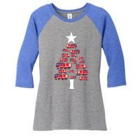 Christmas Tree Out Of Fire Trucks Christmas Boy Kids Women's Tri-Blend 3/4-Sleeve Raglan Shirt