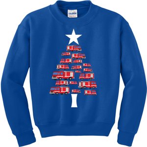 Christmas Tree Out Of Fire Trucks Christmas Boy Kids Kids Sweatshirt