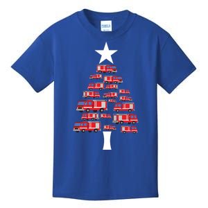 Christmas Tree Out Of Fire Trucks Christmas Boy Kids Kids T-Shirt