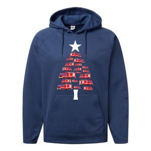 Christmas Tree Out Of Fire Trucks Christmas Boy Kids Performance Fleece Hoodie