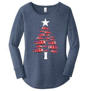 Christmas Tree Out Of Fire Trucks Christmas Boy Kids Women's Perfect Tri Tunic Long Sleeve Shirt