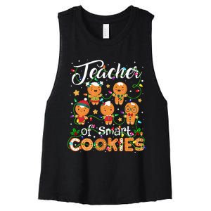 Christmas Teacher Of Smart Cookies Gingerbread Xmas Teacher Women's Racerback Cropped Tank