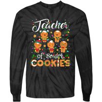 Christmas Teacher Of Smart Cookies Gingerbread Xmas Teacher Tie-Dye Long Sleeve Shirt