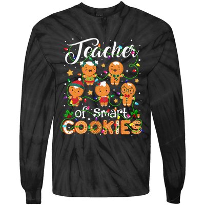 Christmas Teacher Of Smart Cookies Gingerbread Xmas Teacher Tie-Dye Long Sleeve Shirt