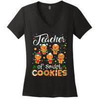 Christmas Teacher Of Smart Cookies Gingerbread Xmas Teacher Women's V-Neck T-Shirt