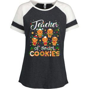 Christmas Teacher Of Smart Cookies Gingerbread Xmas Teacher Enza Ladies Jersey Colorblock Tee