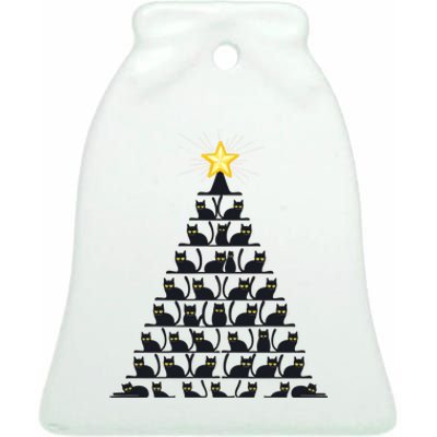 Christmas Tree Of Cats Unique Holiday Design Ceramic Bell Ornament