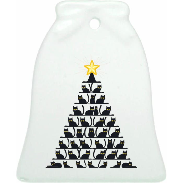 Christmas Tree Of Cats Unique Holiday Design Ceramic Bell Ornament