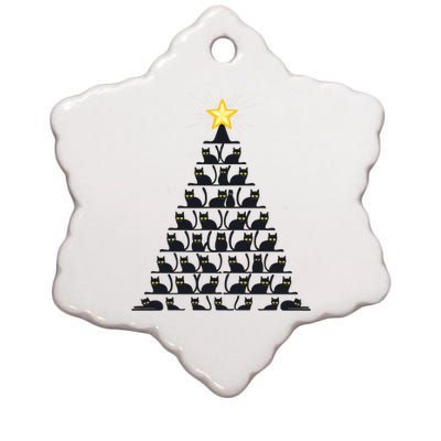 Christmas Tree Of Cats Unique Holiday Design Ceramic Star Ornament