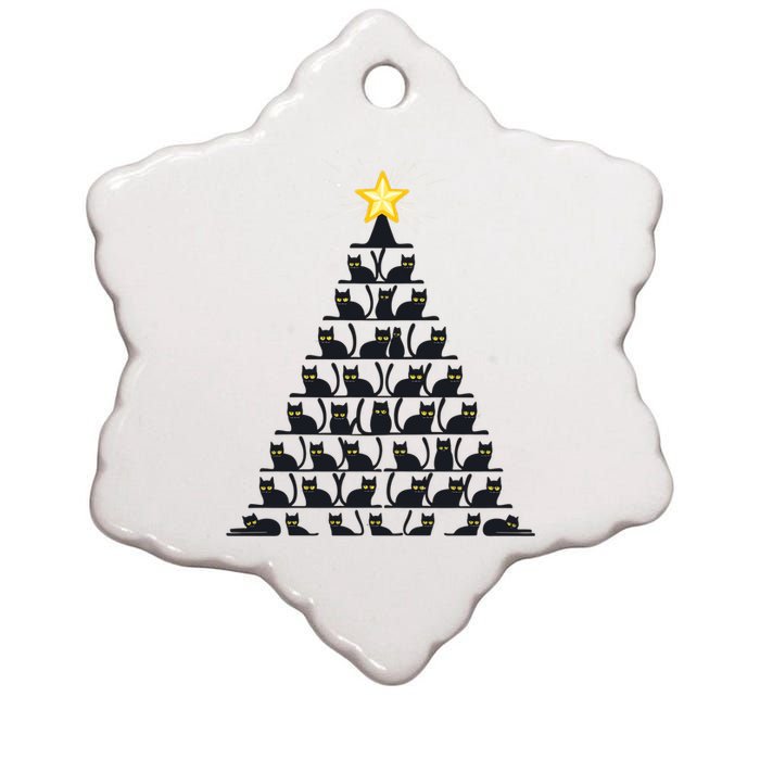 Christmas Tree Of Cats Unique Holiday Design Ceramic Star Ornament