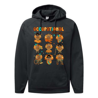 Cute Turkey Occupational Therapy Ot Therapist Thanksgiving Performance Fleece Hoodie