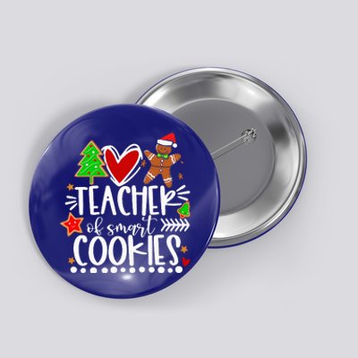 Christmas Teacher Of Smart Cookies Funny Cute Gingerbread  Button