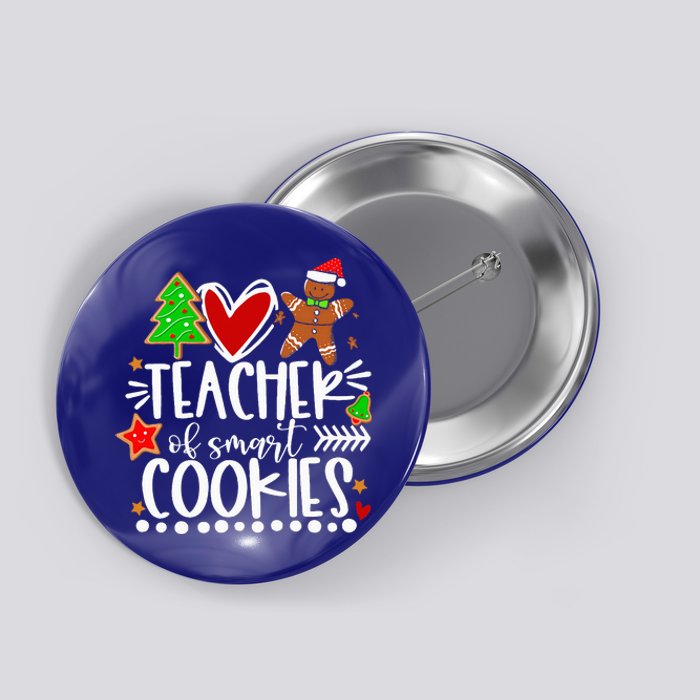 Christmas Teacher Of Smart Cookies Funny Cute Gingerbread  Button