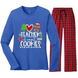 Christmas Teacher Of Smart Cookies Funny Cute Gingerbread  Women's Long Sleeve Flannel Pajama Set 