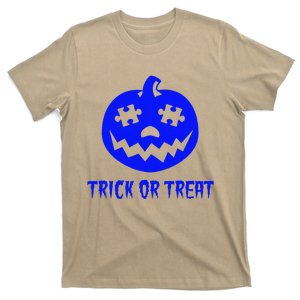 Cool Trick Or Treat Blue Autism Awareness Pumpkin Halloween T-Shirt