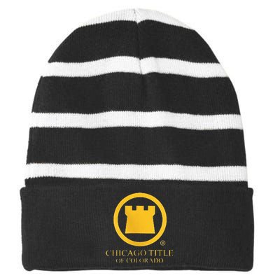 Chicago Title Of Colorado Striped Beanie with Solid Band