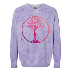 Circle Tree Of Life Yoga Funny Gift Colorblast Crewneck Sweatshirt