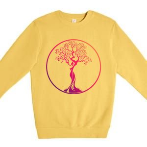 Circle Tree Of Life Yoga Funny Gift Premium Crewneck Sweatshirt