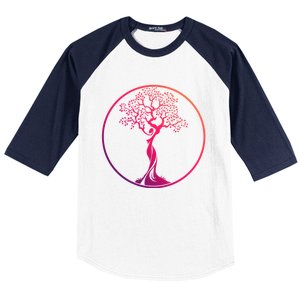 Circle Tree Of Life Yoga Funny Gift Baseball Sleeve Shirt