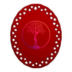 Circle Tree Of Life Yoga Funny Gift Ceramic Oval Ornament