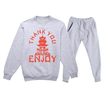 Chinese Take Out Thank You Enjoy Food Asian Chinese Takeout Premium Crewneck Sweatsuit Set