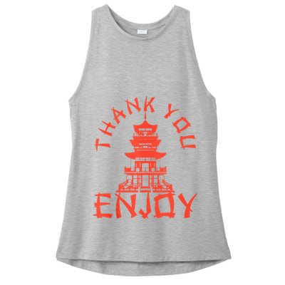Chinese Take Out Thank You Enjoy Food Asian Chinese Takeout Ladies PosiCharge Tri-Blend Wicking Tank