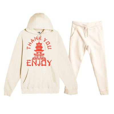 Chinese Take Out Thank You Enjoy Food Asian Chinese Takeout Premium Hooded Sweatsuit Set