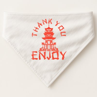 Chinese Take Out Thank You Enjoy Food Asian Chinese Takeout USA-Made Doggie Bandana