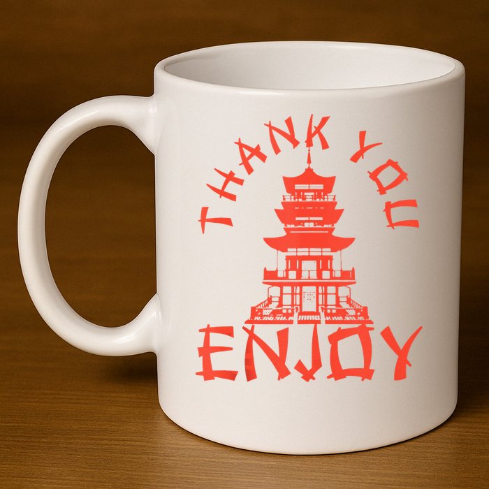Chinese Take Out Thank You Enjoy Food Asian Chinese Takeout 11oz C Handle Ceramic Mug