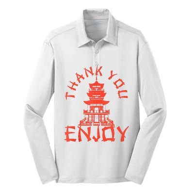 Chinese Take Out Thank You Enjoy Food Asian Chinese Takeout Silk Touch Performance Long Sleeve Polo