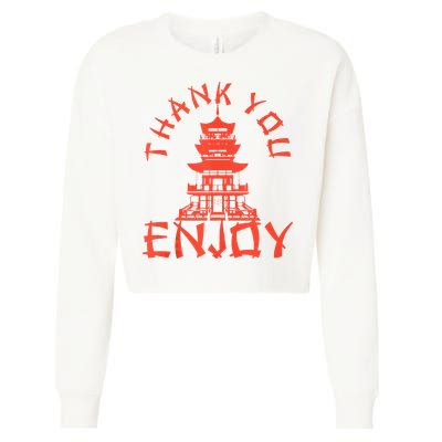 Chinese Take Out Thank You Enjoy Food Asian Chinese Takeout Cropped Pullover Crew