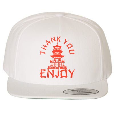 Chinese Take Out Thank You Enjoy Food Asian Chinese Takeout Wool Snapback Cap