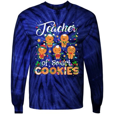 Christmas Teacher Of Smart Cookies Gingerbread Xmas Teacher Gift Tie-Dye Long Sleeve Shirt