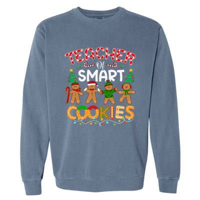 Christmas Teacher Of Smart Cookies Funny Cute Gingerbread Garment-Dyed Sweatshirt