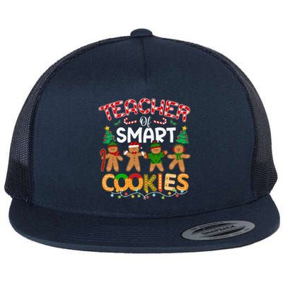 Christmas Teacher Of Smart Cookies Funny Cute Gingerbread Flat Bill Trucker Hat