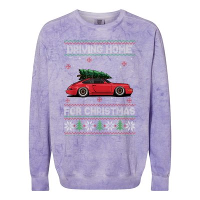 Christmas Tree Oldtimer Car Xmas Ugly Sweater Pullover Look Colorblast Crewneck Sweatshirt