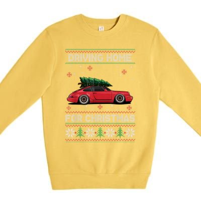 Christmas Tree Oldtimer Car Xmas Ugly Sweater Pullover Look Premium Crewneck Sweatshirt